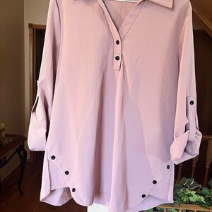 Women's Pink Button-Down Tunic Blouse